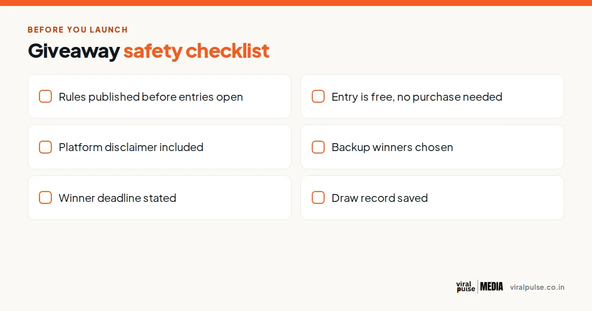 Giveaway safety checklist
